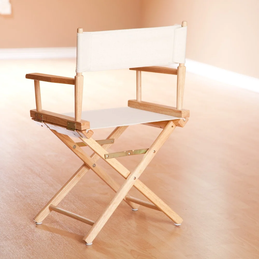 Kursi Direktur Tinggi Standar dengan Rangka Kayu Solid Kanvas yang Dapat Dicuci Penggunaan Dalam Ruangan Kapasitas 250lb Lipat Penyimpanan Mudah