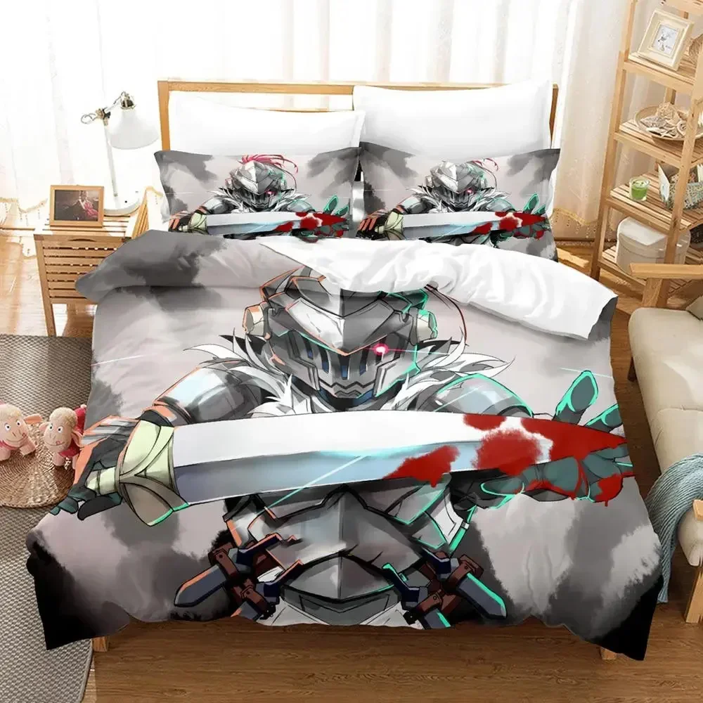 

3D Anime Goblin Slayer Bedding Set Anime Fans Gifts Comforter Cover Set Single/Double/Queen.King Size Boys Adult Bedding Set
