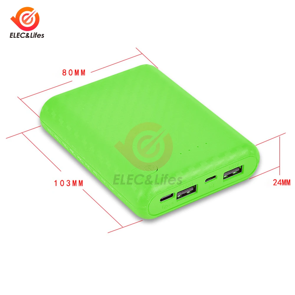 4 Slots 18650 Battery Box Case Dual USB Type-C DIY Power Bank Charger Shell Charging Case Mini Solderless Power Supply Housing