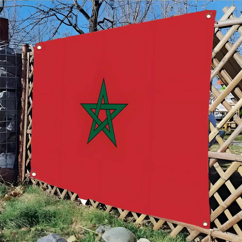 Flag of Morocco Flags Daily four ring borderless design indoor outdoor decor easy hang install