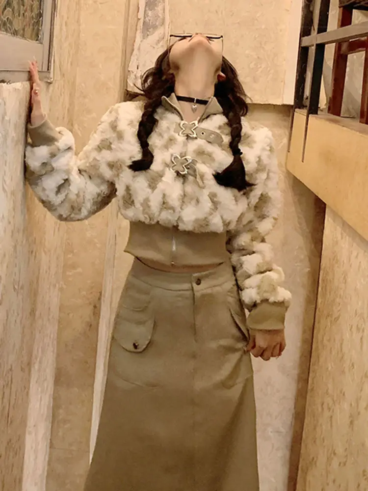 Korea Winter Sweet Kawaill 2 Piece Set Office Lady Casual Outwear Midi Skirt Women Evening Party Y2k Cardigan Fashion