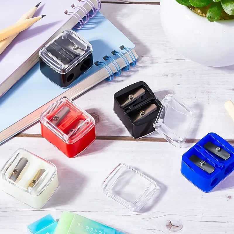 Dual Hole Cosmetic Pencil Sharpener for Eyebrow Eyeliner Microblading Pencil Two Size Holes Brow Sharpener Makeup Tool