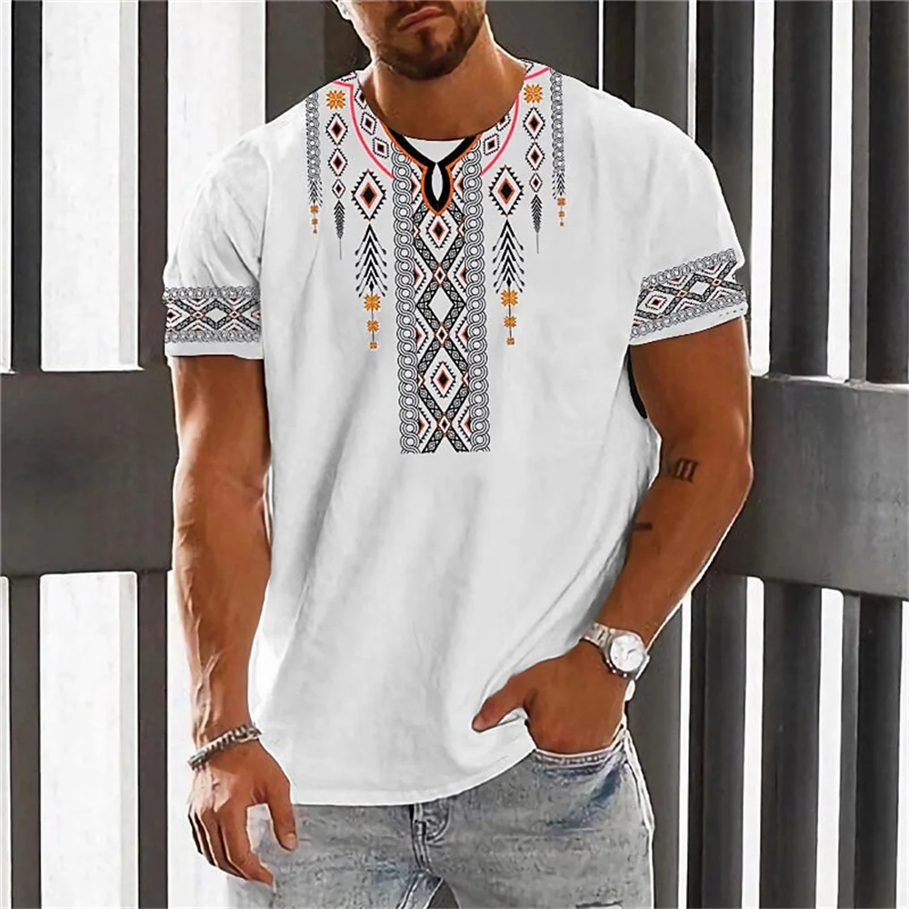 Men\'S T-Shirt Summer Short Sleeve Tops Totem Printed Tee Loose Comfortable Pullover Casual Tshirt Vintage Oversized Men Clothing