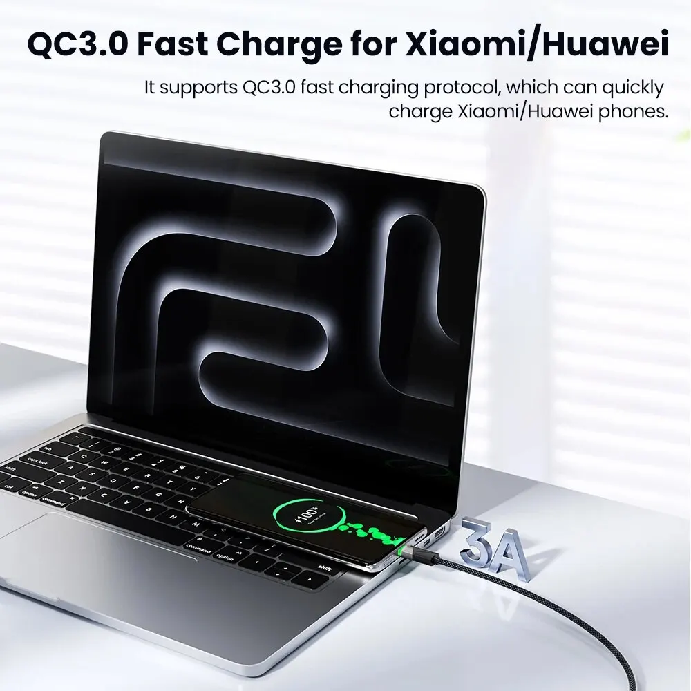 كابل شحن سريع USB من النوع C من توكي ، شاحن 3A ، إيقاف تشغيل ذكي ، من A إلى USB C ، شاومي ، سامسونج ، هواوى ، سلك بيانات LG ، 1 متر ، 2 متر ، 60 واط