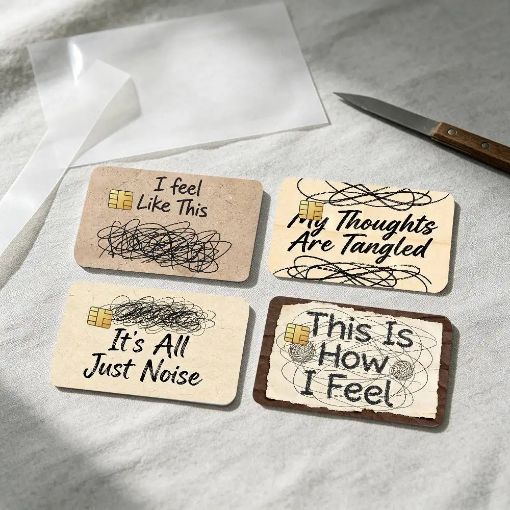 Mood Journal Doodle Design Card Stickers for Bank Access Protective Waterproof Film Cover Sticker Surprise Gift