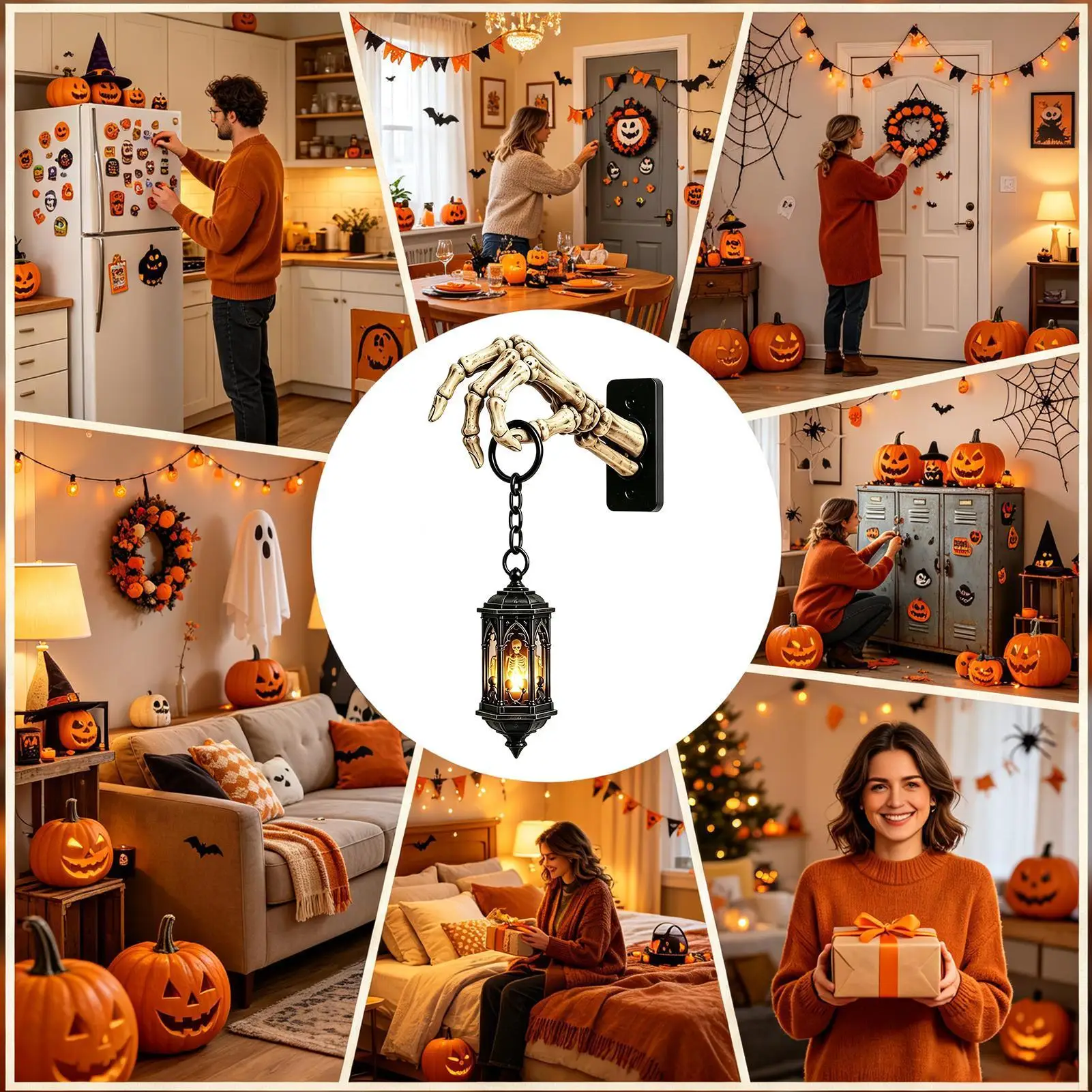 Library Lantern Bookshelf Skeleton Hand Wireless Bookcase Lantern LED Bookcase Light For Kids Teens Adults Students Readers