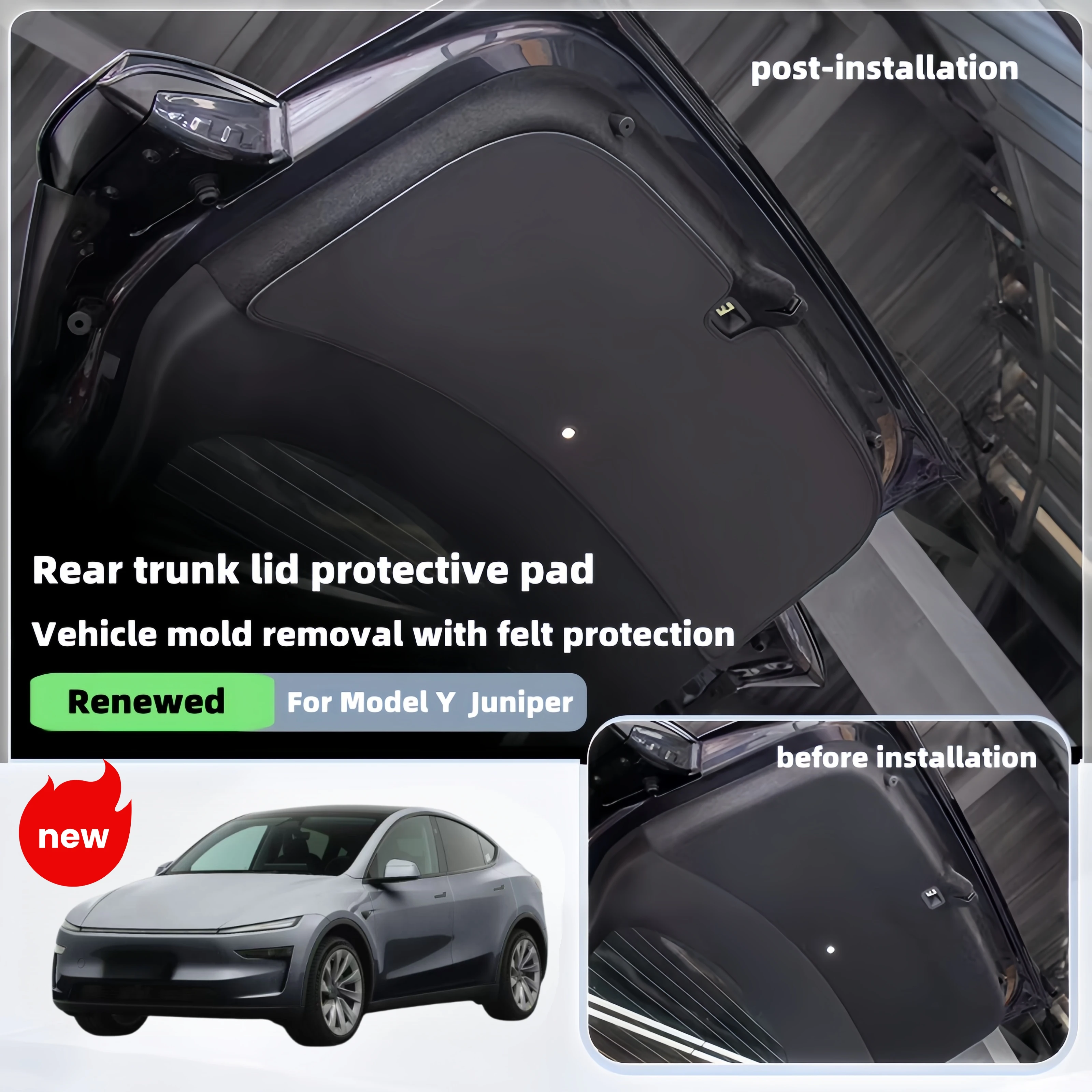 1PCS For Model Y Juniper 5-Seater Tailgate Protection Pad Leather Skin Compatible with Rear Boot Door for Vehicle Protection