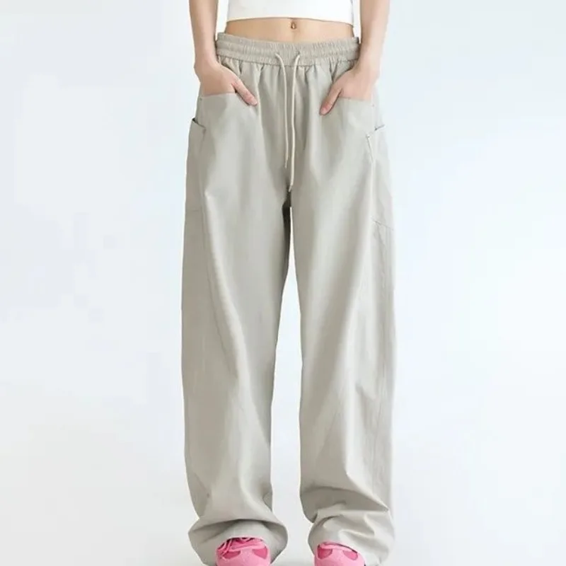 Deeptown Y2K Harajuku Oversized Women Cargo Pants Wide Leg Baggy Japanese Fashion Trousers Streetwear Casual Hip Hop Solid Color