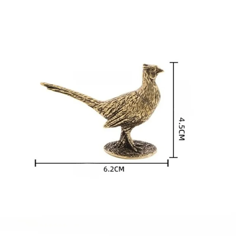 Brass Long-tailed Pheasant Figurines Animal Ornament Desk Pet Copper Craft Collection Home Decor Living Room Office Decoration