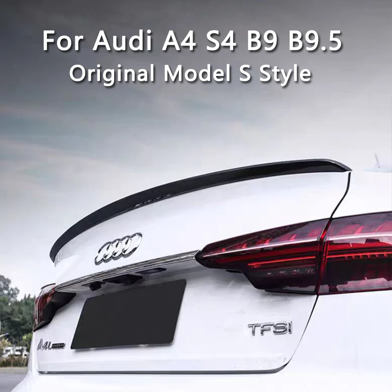 Dla Audi A4 S4 B9 B9.5 Sedan 2017-2024 Tylny spojler bagażnika Skrzydło błyszczące czarne S Style Samochodowa tylna osłona bagażnika Spoiler Skrzydło Bodykit