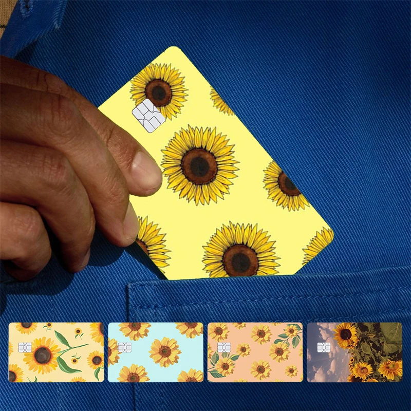 Sunny Sunflower Cover Skin Sticker For Credit Card Bank Debit Bus Card Front Side