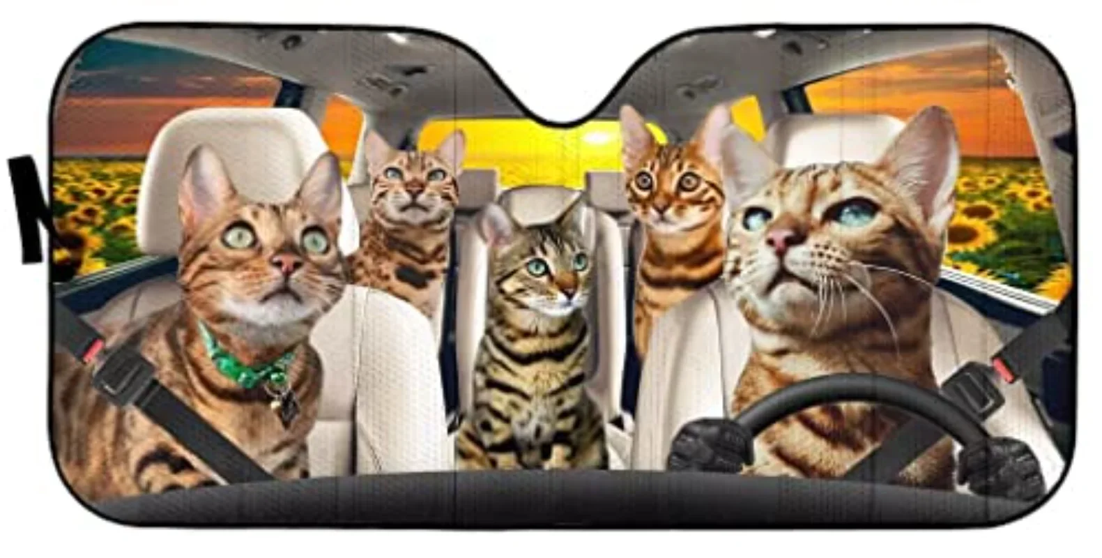 Bengal Cat Car Windshield Pet Driver Sun Shade Animal Family Driver Auto Front Window Sunshade 3D Printed Funny Cat Car Automoti