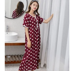 Nieuwe Zomer Nachthemd Vrouwen Katoenen Korte Mouw Polka Dot Ademende Nachtjapon Homewear Lady Prinses Nachtkleding Sleepjurk Vrouwen