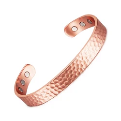 Vintage 99.9% Pure Copper Bracelets for Women Men Rose Color Cuff Bangles Charms Health Energy Gauss Magnets