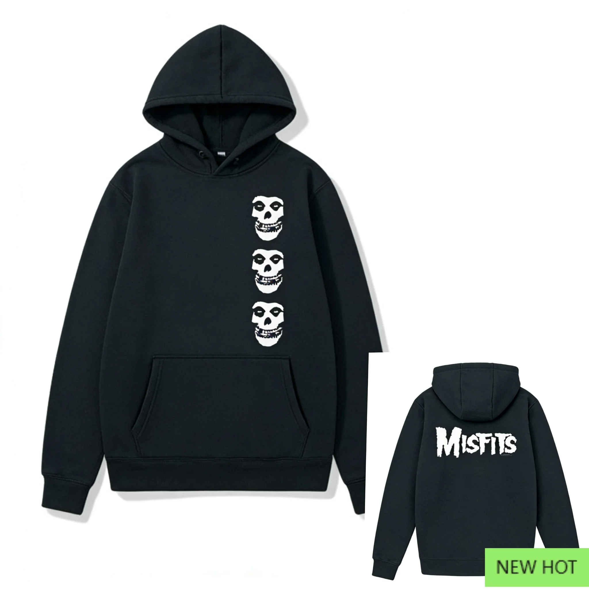 سويت شيرت بقلنسوة برسومات Misfits Crimson Ghost Skull، مثالي للمعجبين الذين يحبون نمط الفرقة وDark Punk Vibe