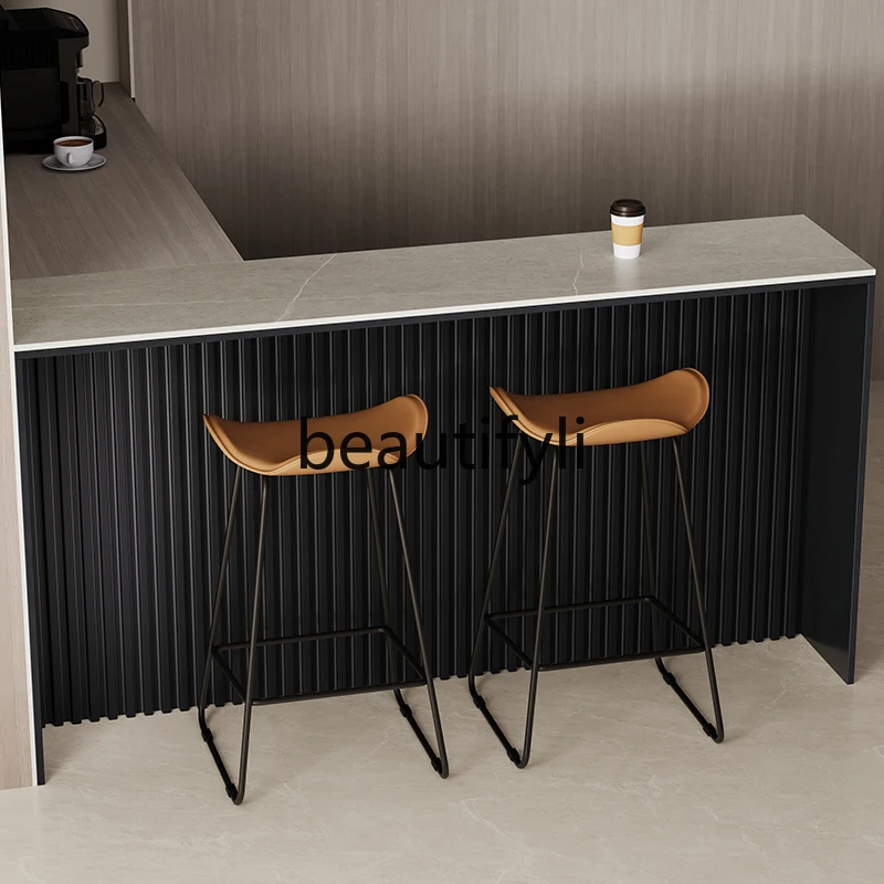 Creative rock slab mini bar table Household wall high table Living room partition Sofa back bar narrow side