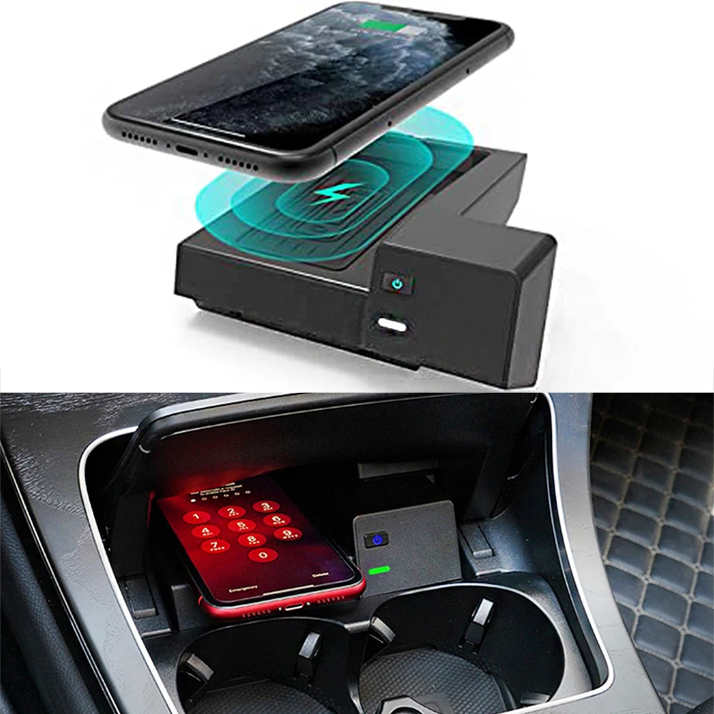 Induction Charging Pad For Mercedes Benz C43 AMG S C300 Wireless Charger Mat For Benz GLC300 GLC43 AMG Center Console