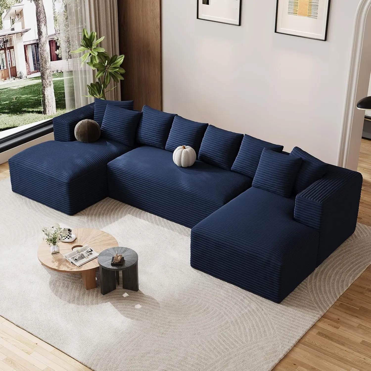 Oversized U-Shaped Cloud Sectional Sofa with Double Chaise, Customized