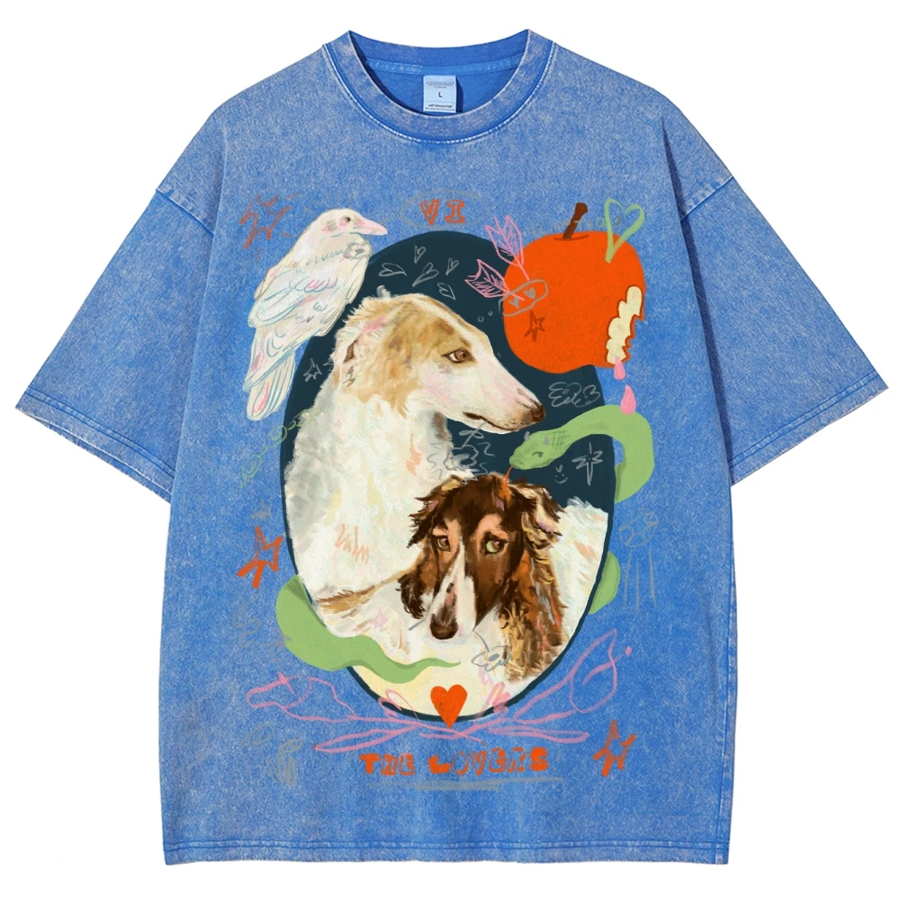 Dog Lovers Tomato Hand Printed Tee Vintage Unisex T-Shirt Retro Women Clothing y2k T-Shirt 90s Shirt Streetwear Shirt