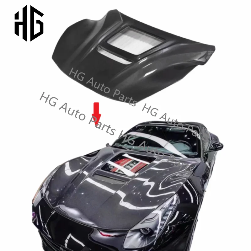 Real Carbon Fiber Transparent Glass Front Bumper Engine Hood For F12 IMP Style Bonnet Vent Cover For Ferrari F12 2013-2015