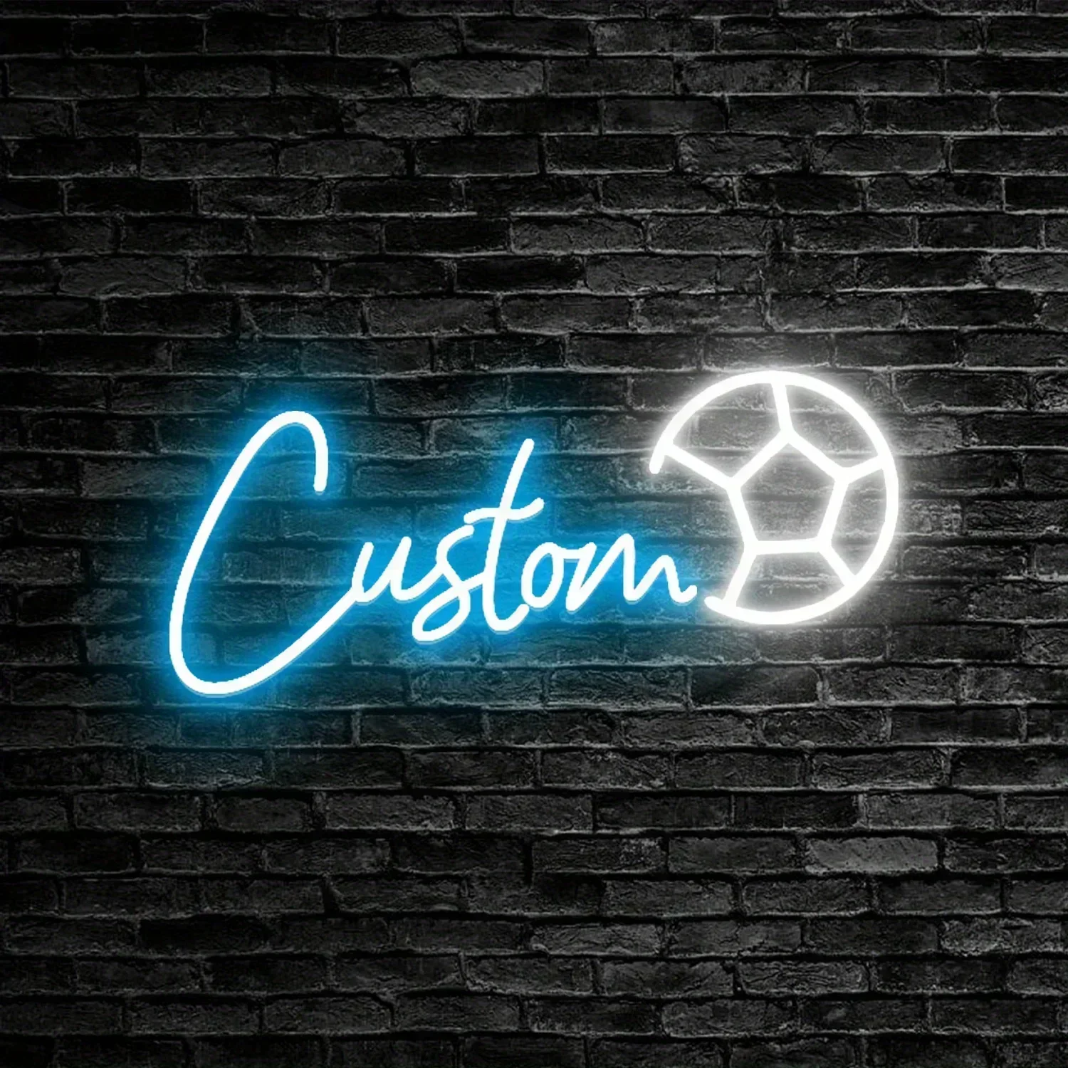 Letrero de neón LED personalizable, arte de pared de balón de fútbol con Control de interruptor, decoración del hogar para cueva de hombre, decoración de sala de juegos