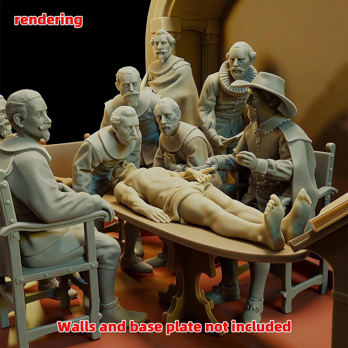1/35 1/43 1/48 1/64 1/72 1/87 Modellbausatz 3D-Harz-Miniatur-Soldatenfiguren Diorama Unbemalt Niederländische Anatomie-Stunde DIY – Detail 11