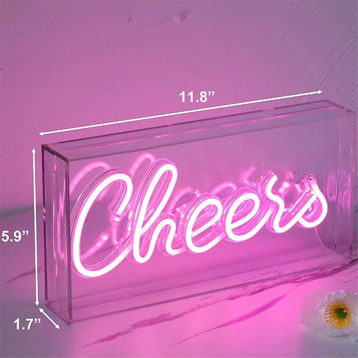 Cheers Neon Sign USB LED Sign Desk Lightbox Cheers Neon Bar Sign 3D Wall Neon Warm Light Sign for Decor Neon Light