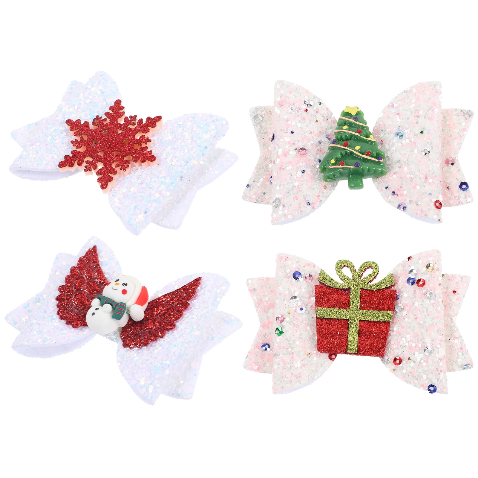 

4 Pcs Bow Hairpin Kids Accessories Girls Bowknot Clip Fabric Christmas Barrettes Child Durable Quality Hair Decoration Birthday
