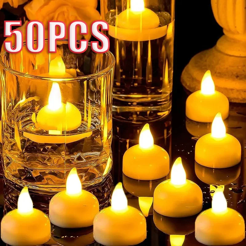 LED Flameless Floating Candle Battery Operated Waterproof Flash Tealights Candles Light For Pool SPA Bathtub Wedding Party Decor