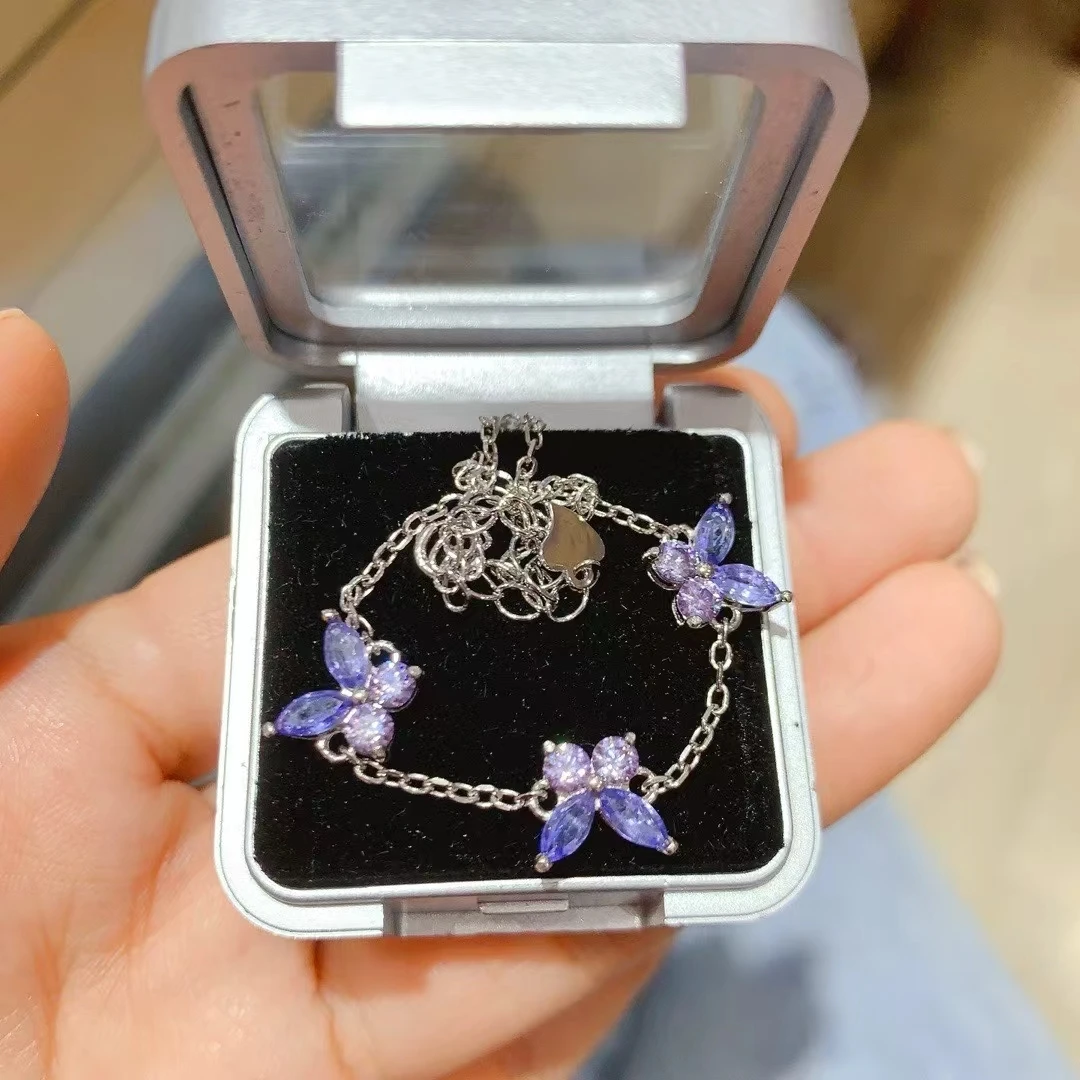 KJJEAXCMY Women's Bracelet| Natural Tanzanite S925 silver , electroplated color retention process, high-clarity support testing