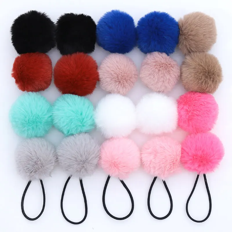 

2Pcs Colorful Pompom Ball Hair Rope Children Elastic Hair Ties Fashion Scrunchies Rubber Bands Kids Hairband Hair Accessories