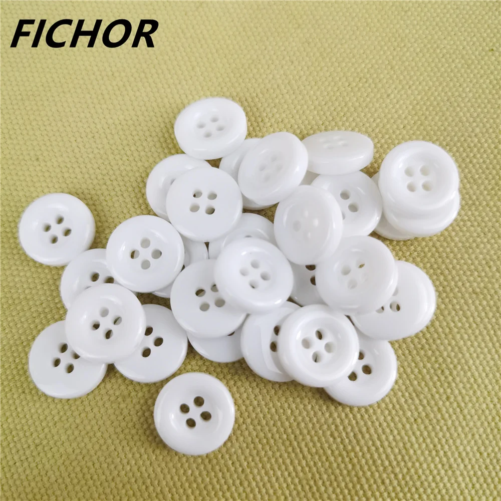 30/50pcs 11mm 4 Hole Milky White Round Resin Buttons Cute Fashion Clothes Button For Handmade Scrpbooking Craft Accessories