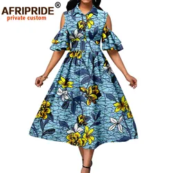 Afripride Tailor Made African Dashiki Dress for Women Half Sleeves Mid-Calf Length Summer Casual Dress A2225065