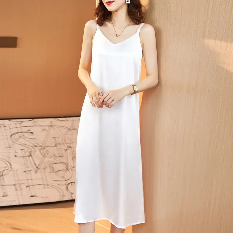 2021 New French Vinegar Satin Tank Dress Women's Medium-length Spring Summer Underlay Skirt Dresses Summer Fashion