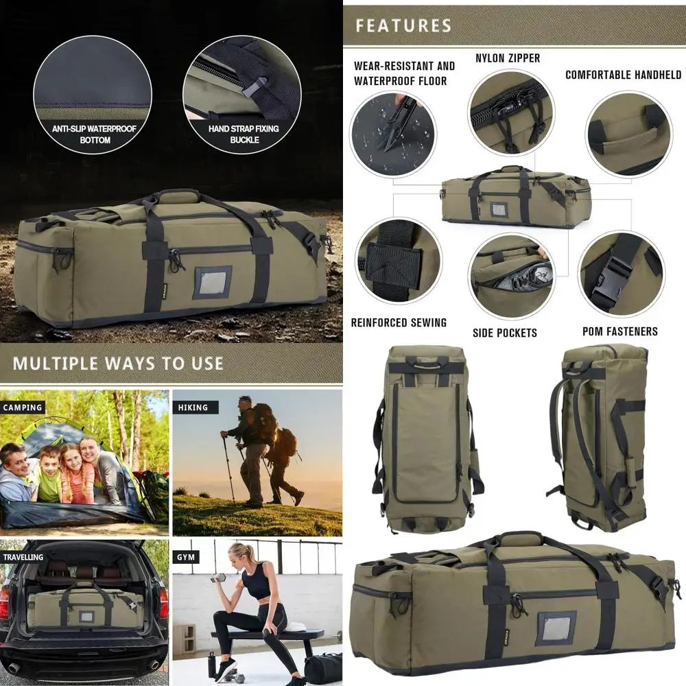 

Большая водонепроницаемая сумка из полиэстера двойного назначения для путешествий, спортзала и занятий спортом со скрытыми лямками и отделением для обуви — идеально подходит для мужчин.