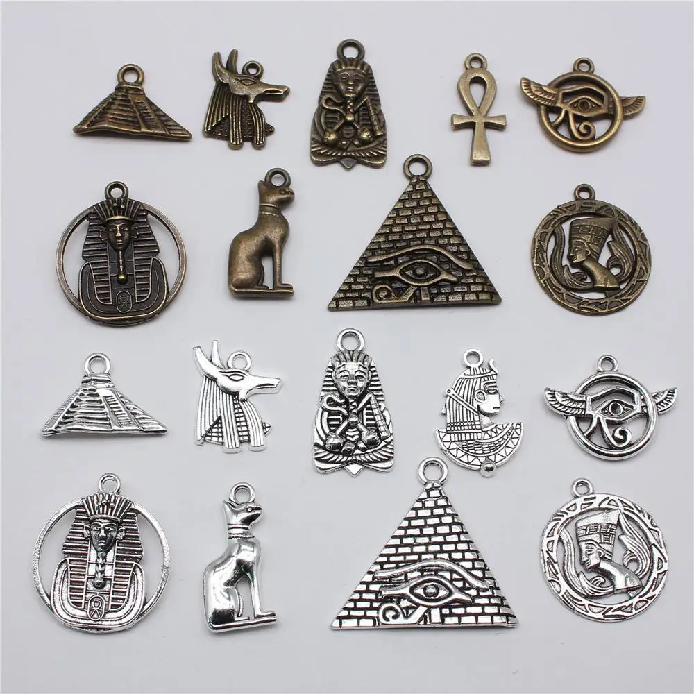 10pcs Mysterious Ancient Egyptian Pyramid The Eye Of Horus God Of Death Anubis Bastet Charm For Keychain Making Bracelet Making