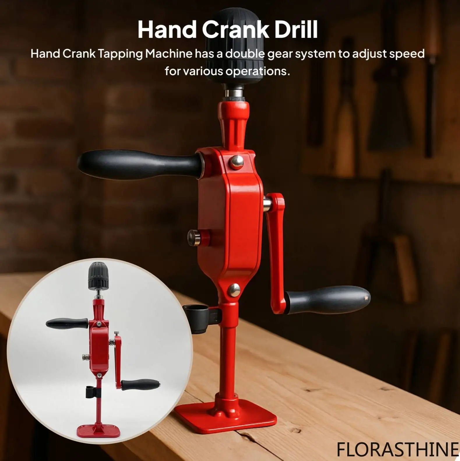 Hand Crank Drill Adjustable Speed Comfortable Hand Crank Tool Tapping Machine for Professional