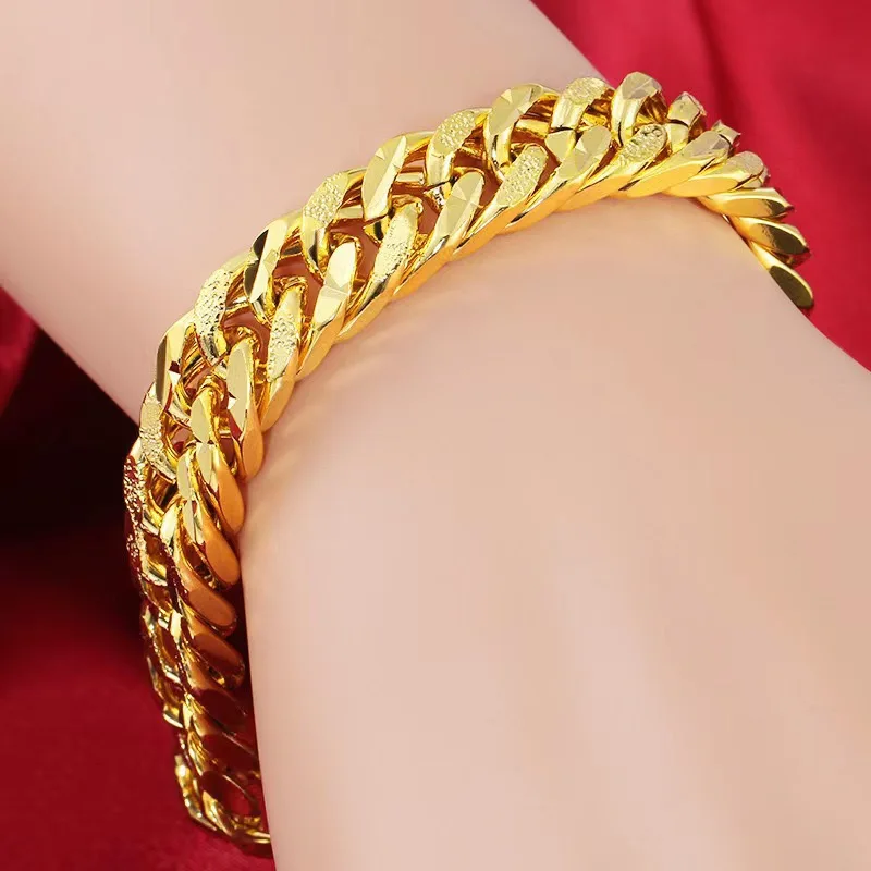 9999 Pure Gold real gold Men's snake bone buckle bracelet Luxury 24K