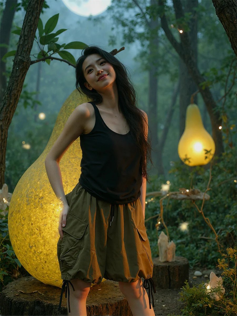 شورت نسائي واسع الساق متعدد الجيوب مكتب سيدة مطوي على شكل حرف A أنيق أنيق كلاسيكي بأزرار سراويل قصيرة صيفية عصرية