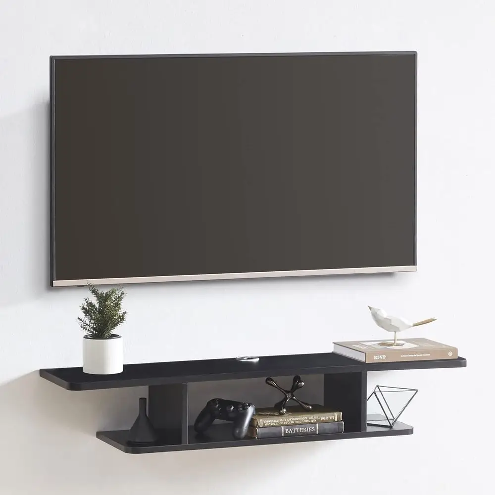 

Floating TV Stand with Wall Mount, Entertainment Center Cabinet, Storage Media Shelf for DVD Player, Space-Saving Under TV Stora