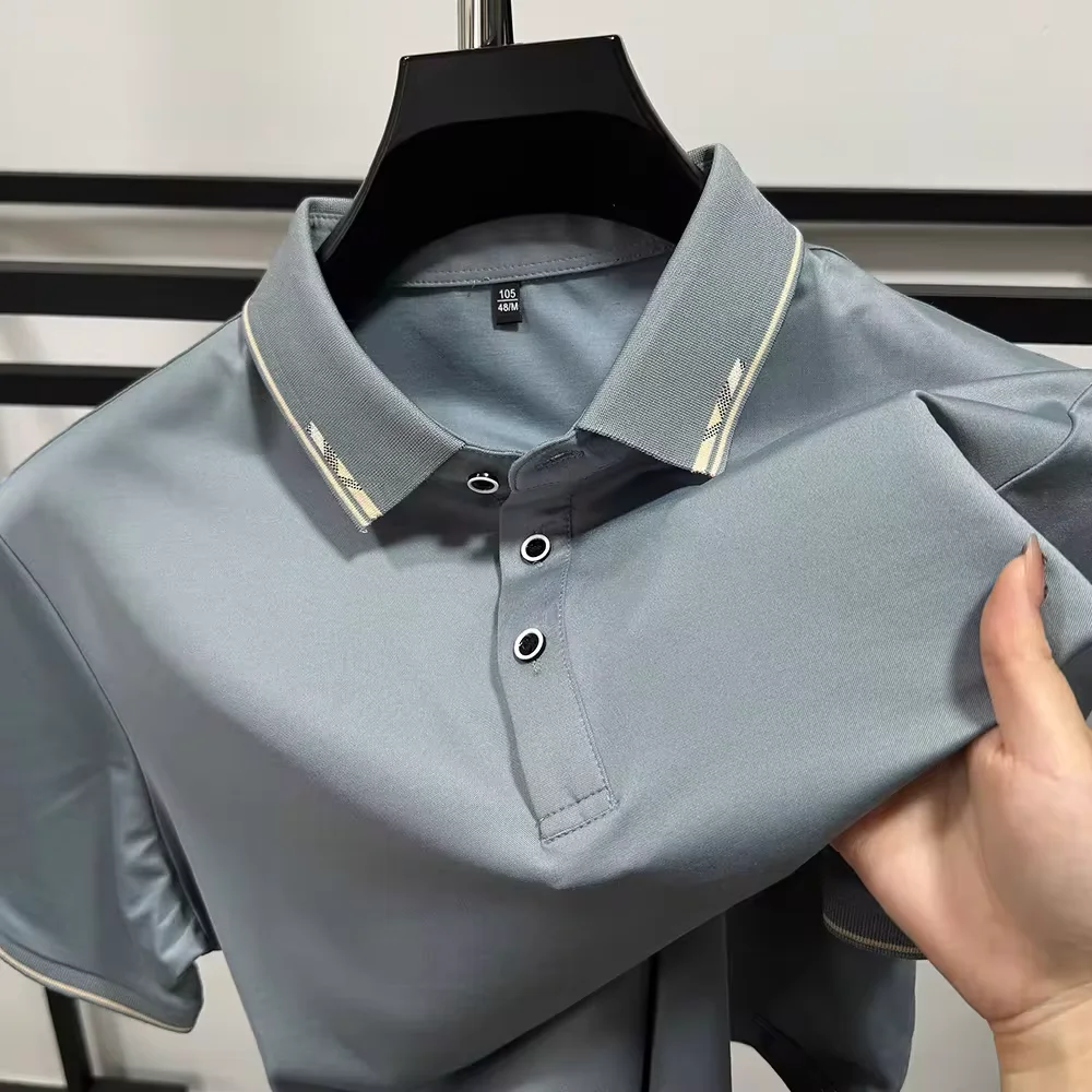 High quality short sleeve men's polo shirt summer fashion flip collar Korean style design hot selling breathable casual T-shirt