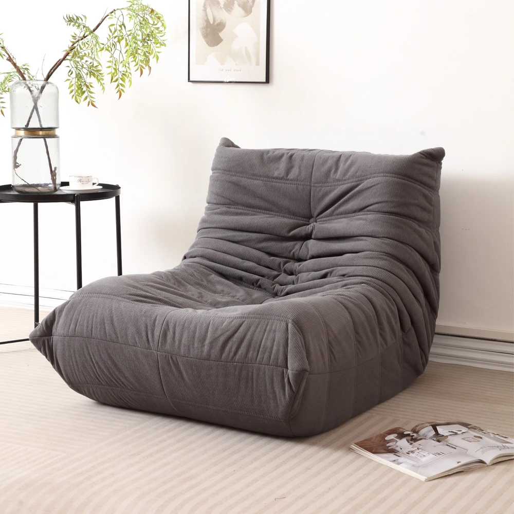 Lazy Sofa, Caterpillar Sofa | Classic Grey Sponge-Filled, Living Room
