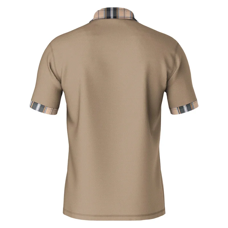Retail solid-color men's fashion polo T-shirts, short-sleeved printed streetwear trends, large-sized casual tops