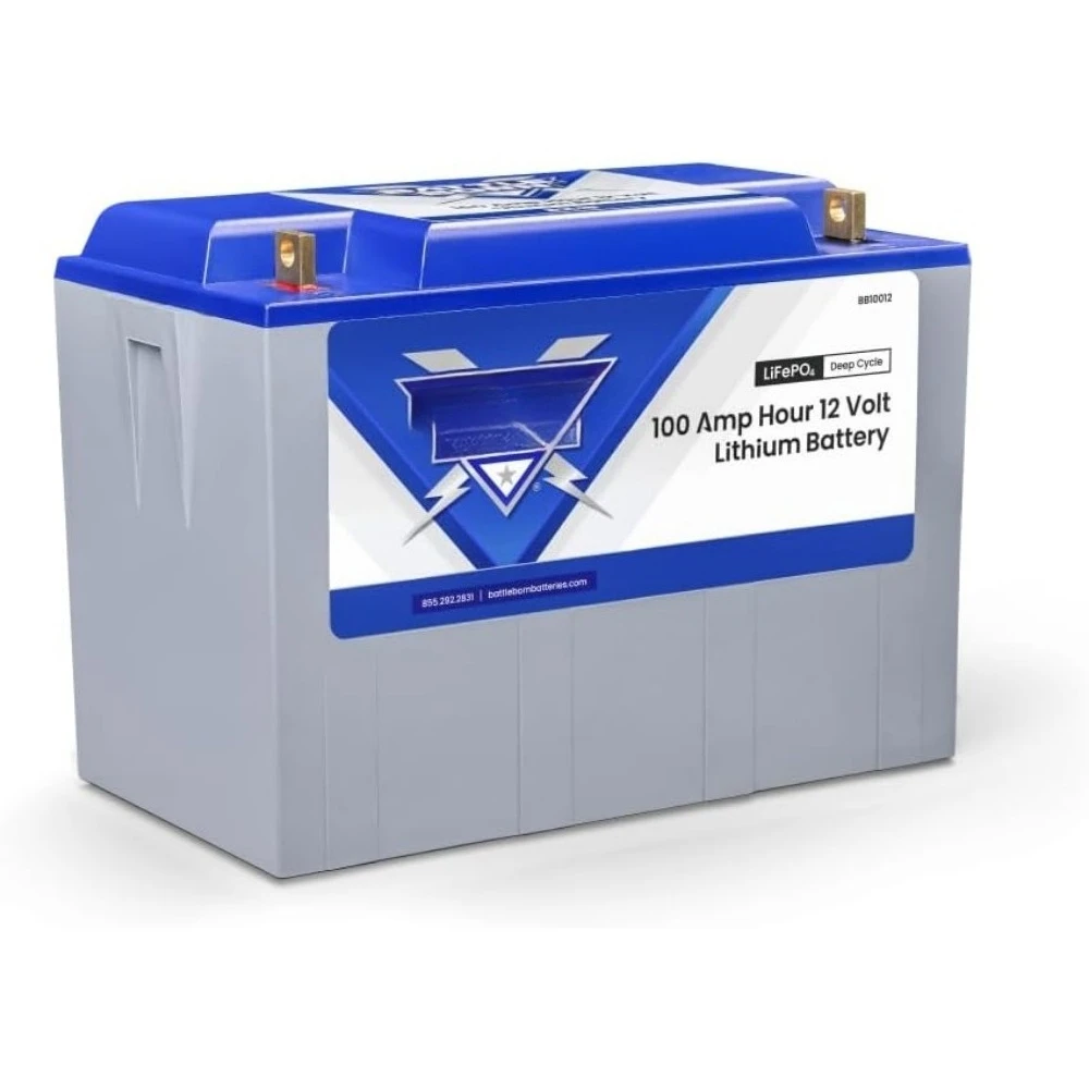 

100Ah 12V Lithium-Ion (LiFePO4) RV, Marine, Solar, & Off Grid Battery - Internal BMS, High & Low Temperature Protection - Battle