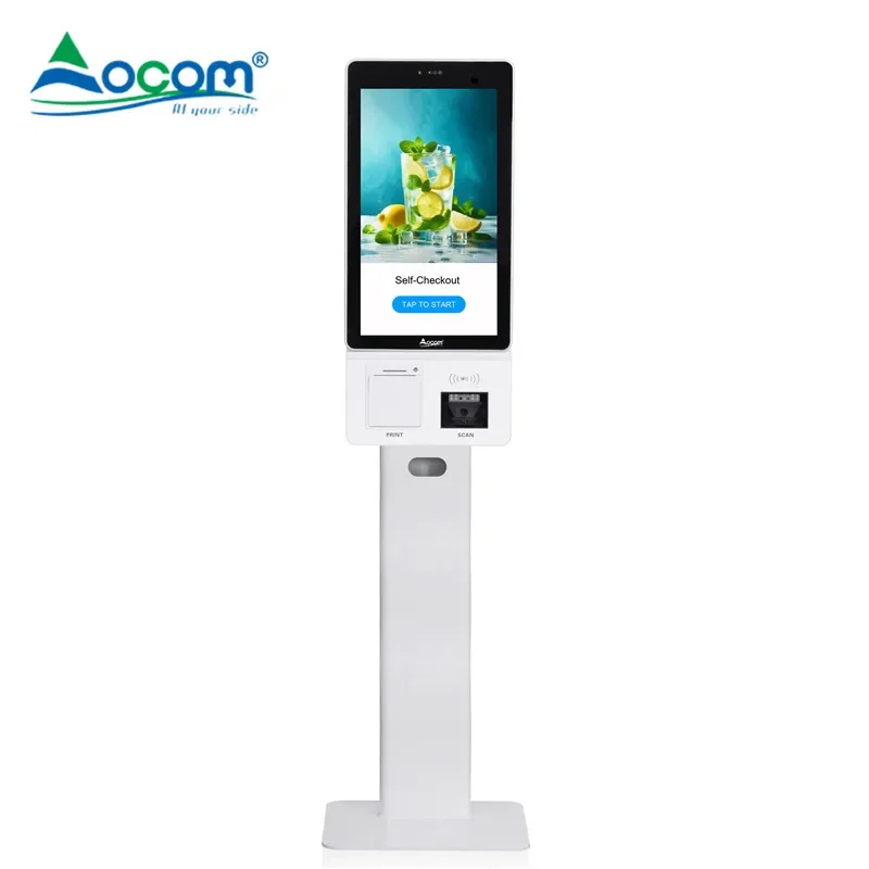 OCOM POS-K004 Sistema pos de 21,5 polegadas Android Windows Quiosque com tela sensível ao toque Quiosque de estacionamento externo