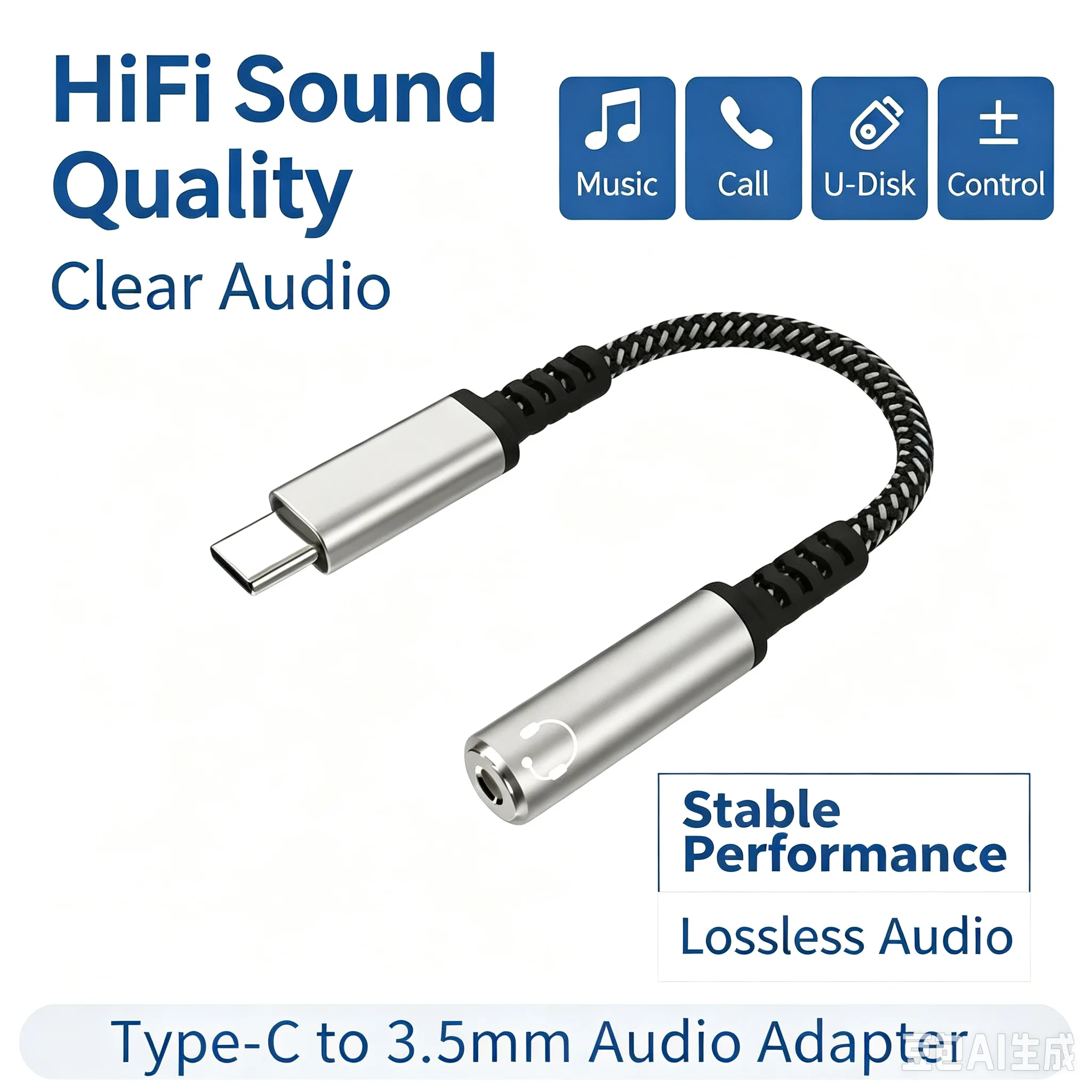 HANNUO Type C to 3.5mm Audio Adapter Cable USB C to 3.5mm Female Headphone Jack Adapter For iPhone 17 16 Samsung Digital Decoder