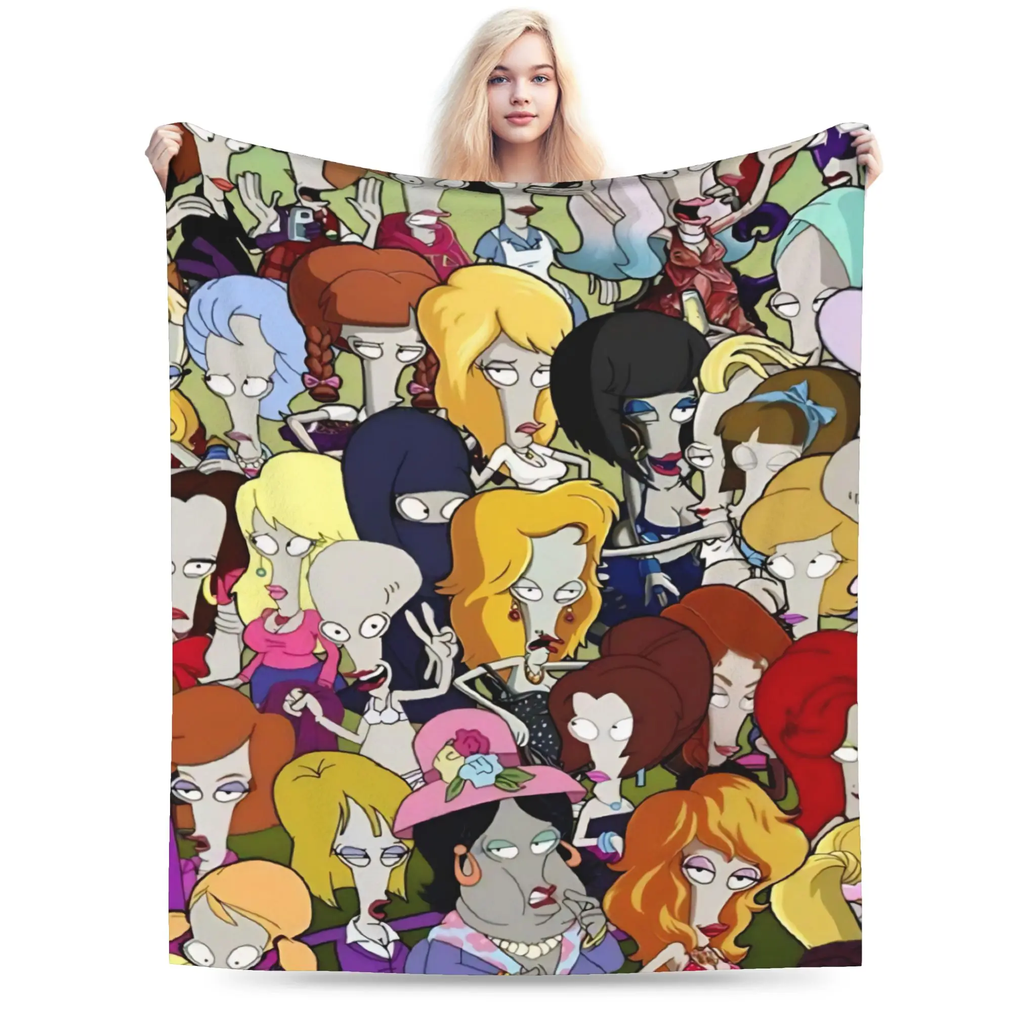Americans Dads cartoon Stuff Blanket Super Soft Flannel  Throw Blanket Relax Quilt