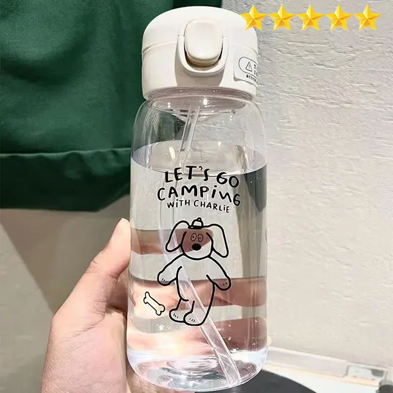 [Hot Sales] Plastic Water Bottle Water Cup with Straw Simple Large Capacity Portable Drop Resistant and Portable Cup