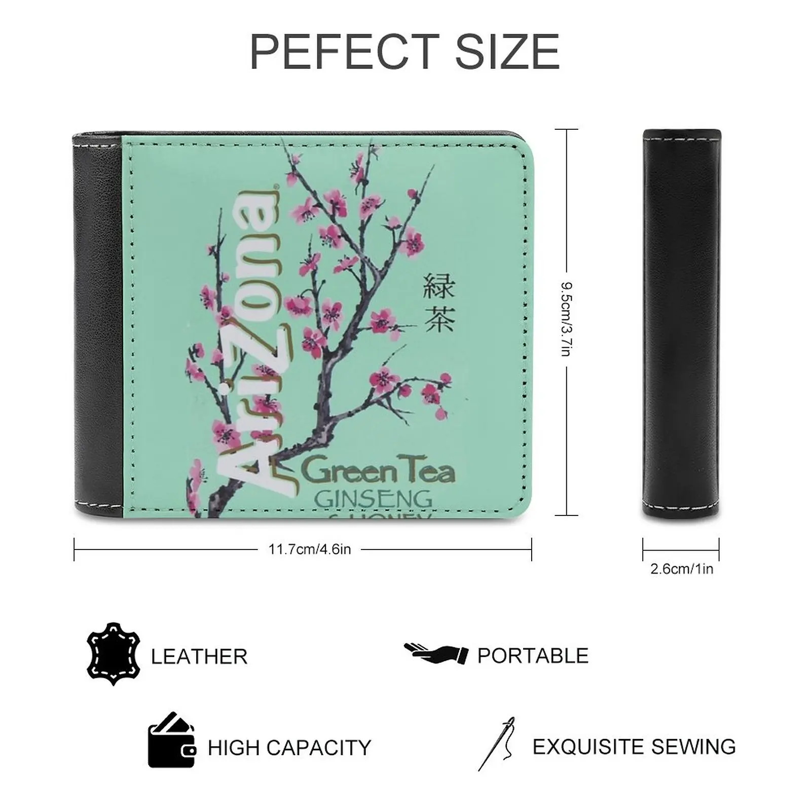 Arizona Green Men Wallet Pu Leather Short Male Purses Credit Card Wallet For Men Money Bag Arizona Tea Green Tea Honey Ginseng
