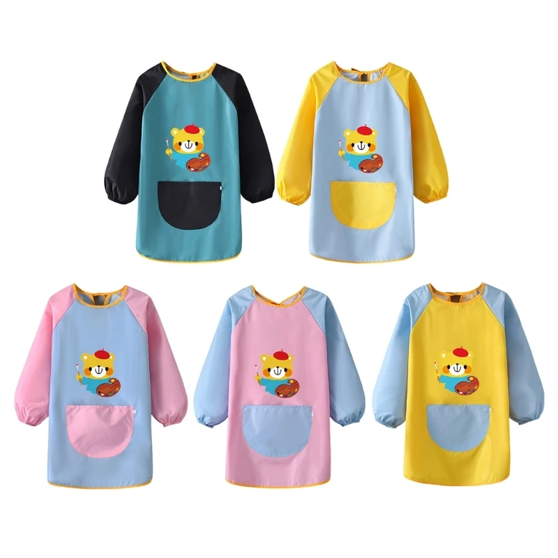 

Practical Baby Eating Smock Painting Apron Coat Kids Bib for 100-124cm Height